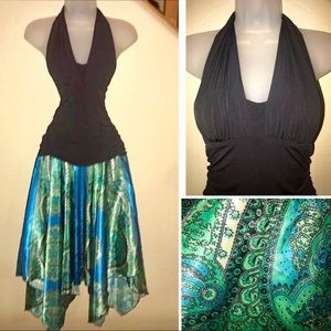 Dressbarn Halter dress with blue paisley Size 10P